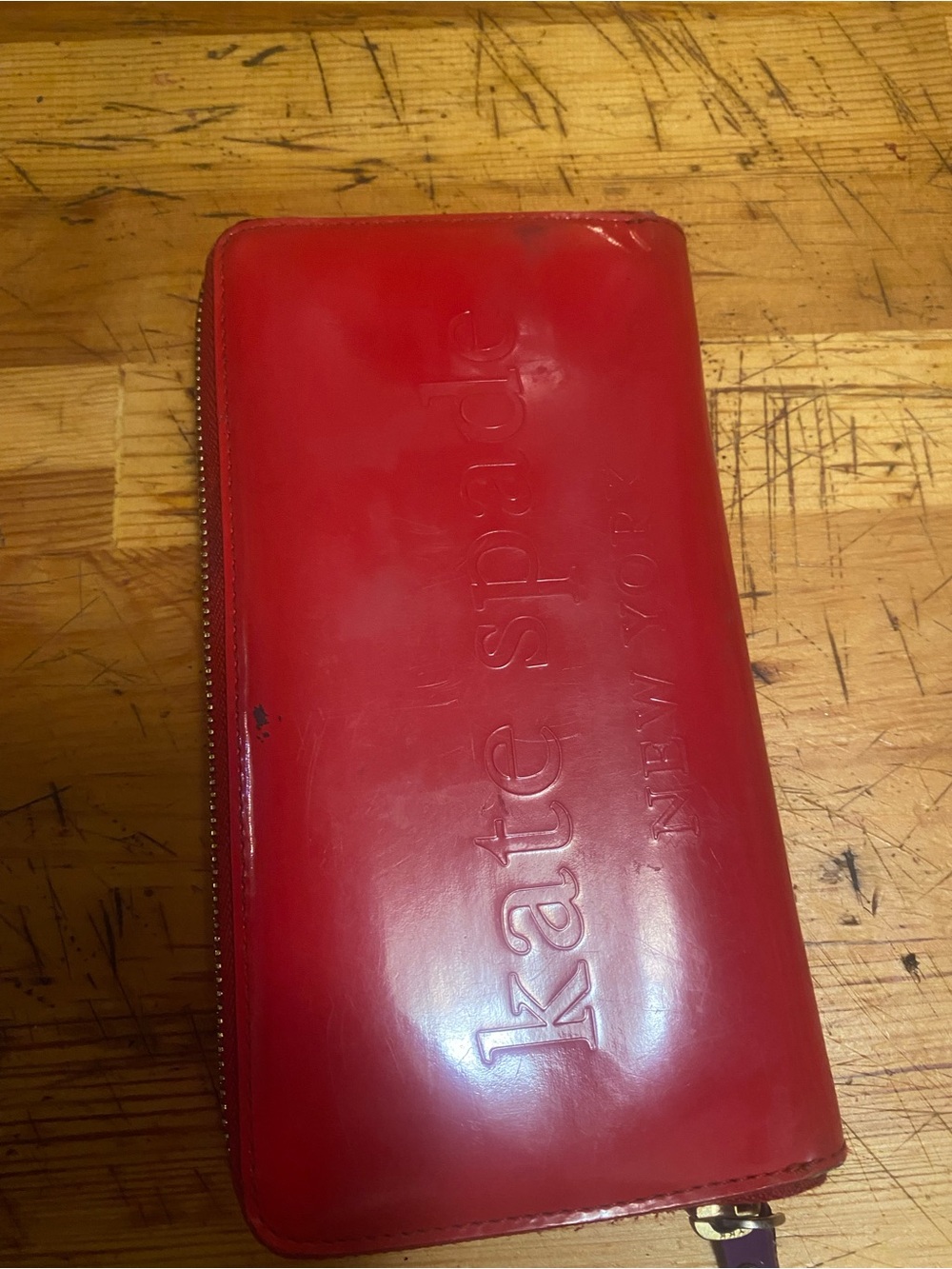 kate spade Red Patent Zip-Around Wallet